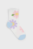 White giant graphic flowers socks_1