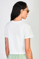 White herringbone textures short sleeved top_2