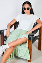 White herringbone textures short sleeved top_5