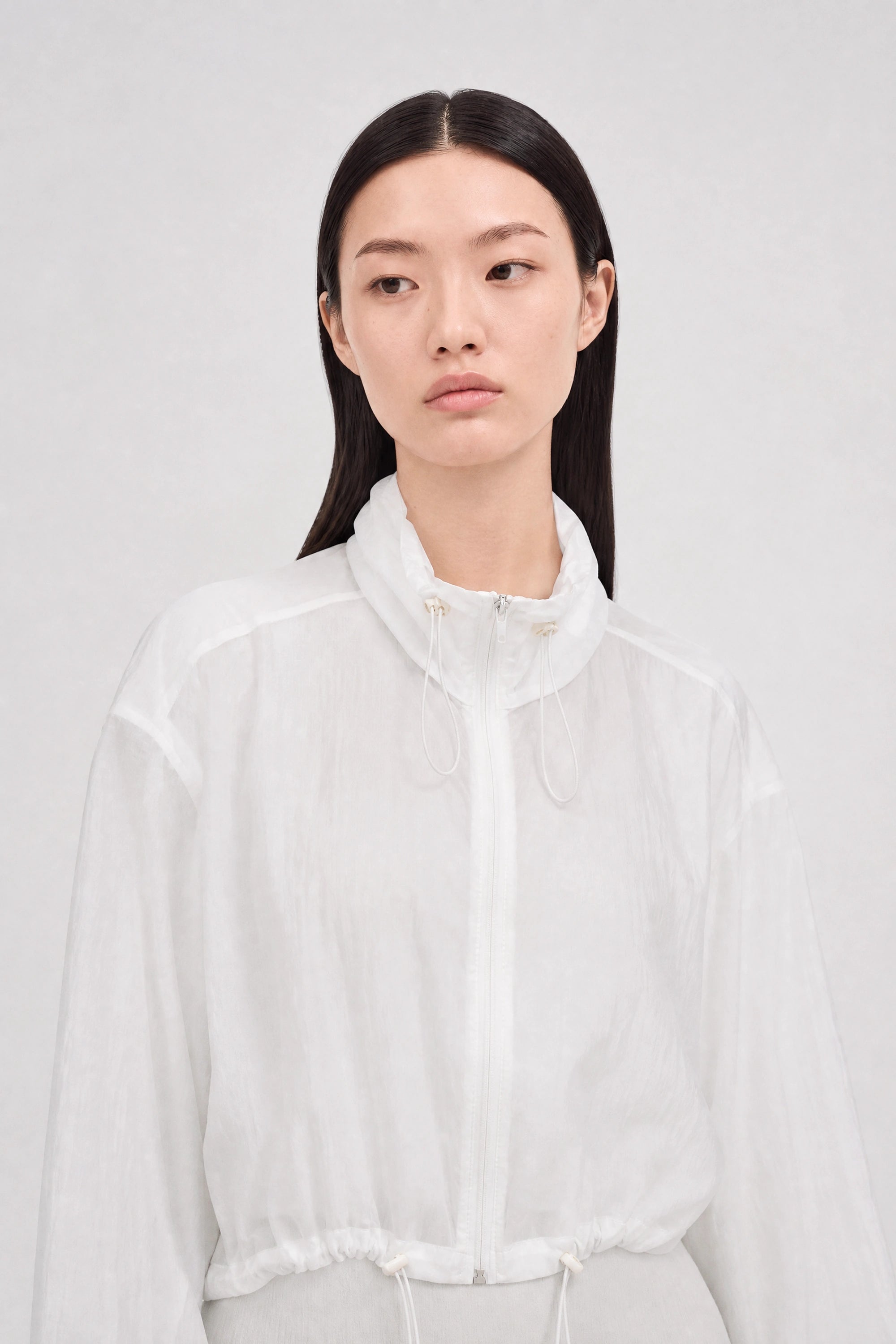 White high low windbreaker_4
