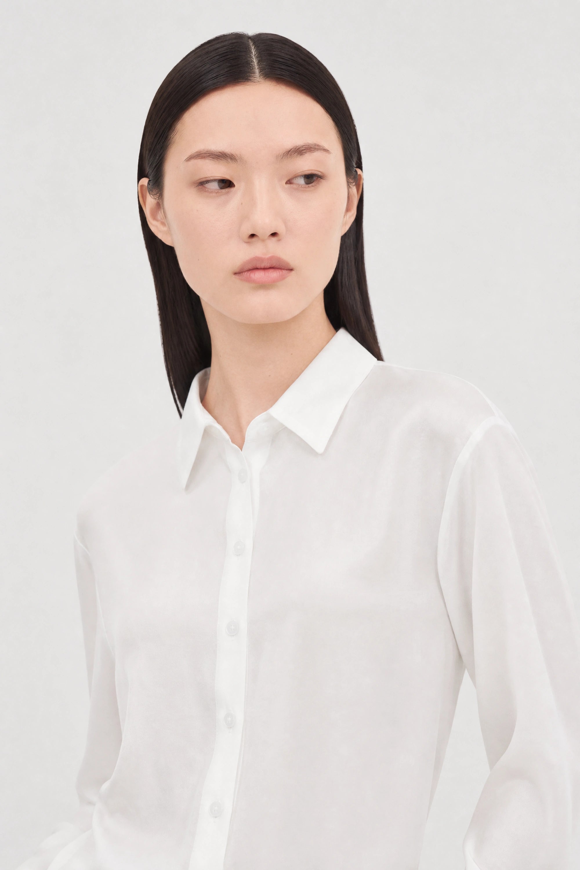 White horizontal button panel tie waist shirt_3