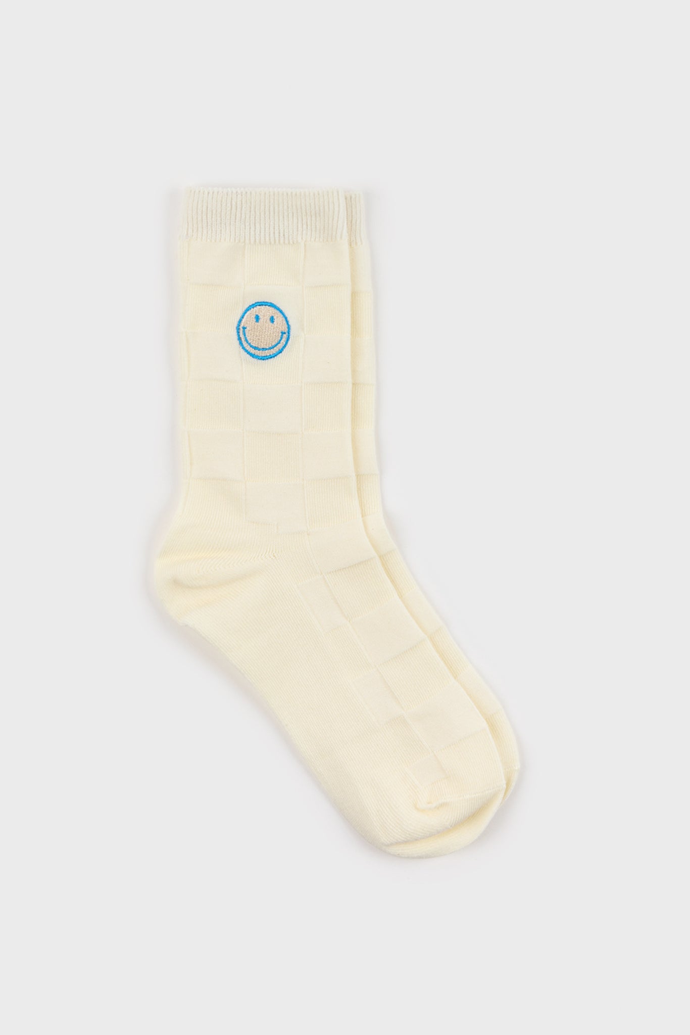 White intarsia block embroidered smiley face socks_2