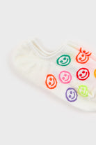 White large neon smiley face ankle socks_4