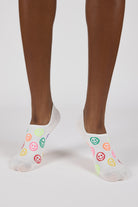 White large neon smiley face ankle socks_1