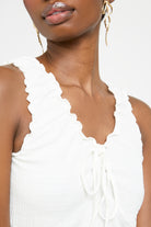 White ruffle trim tie front tank top_3
