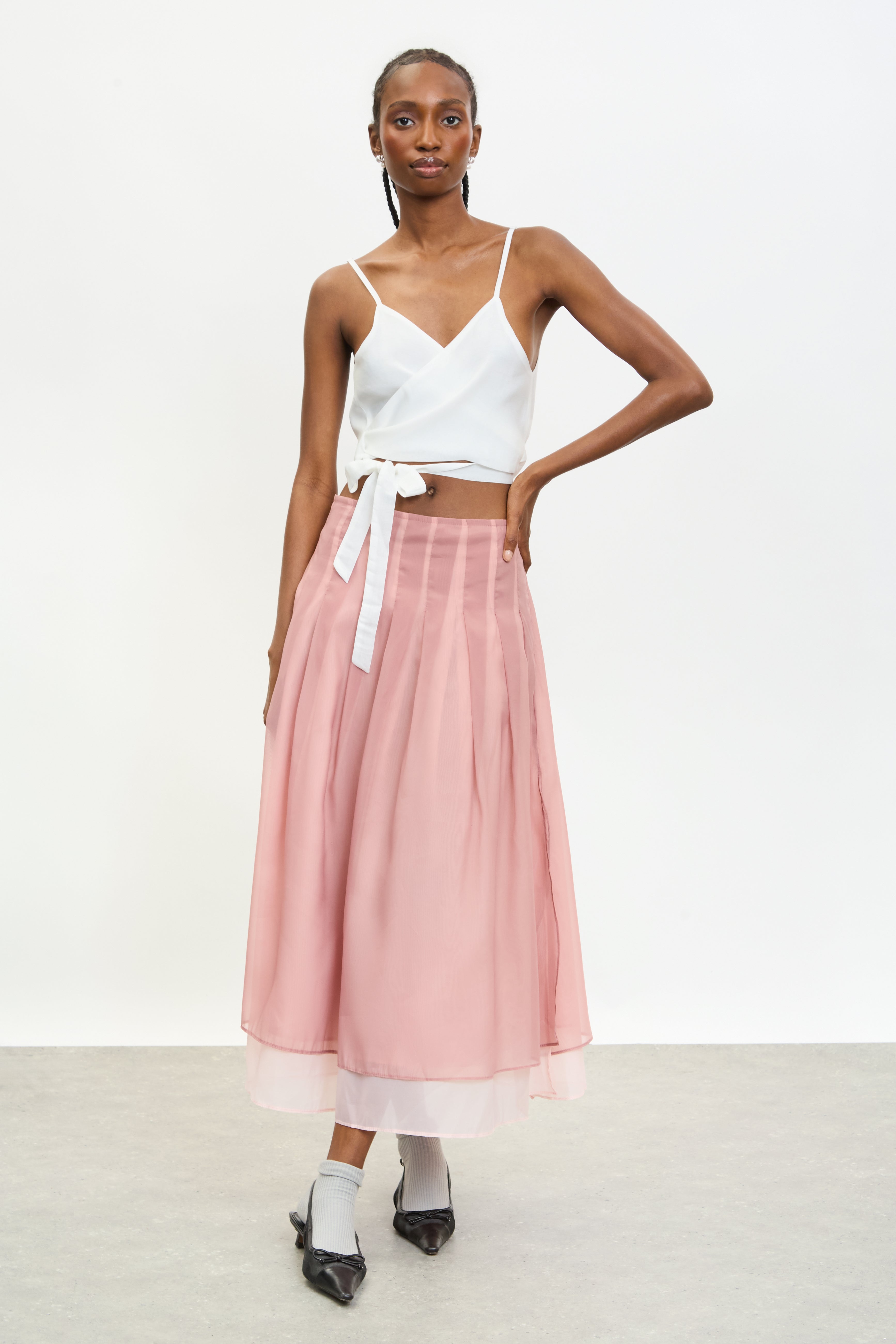 White satin wrap tank blouse_3