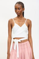 White satin wrap tank blouse_1