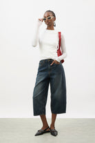 White semi sheer jersey long sleeve top_4