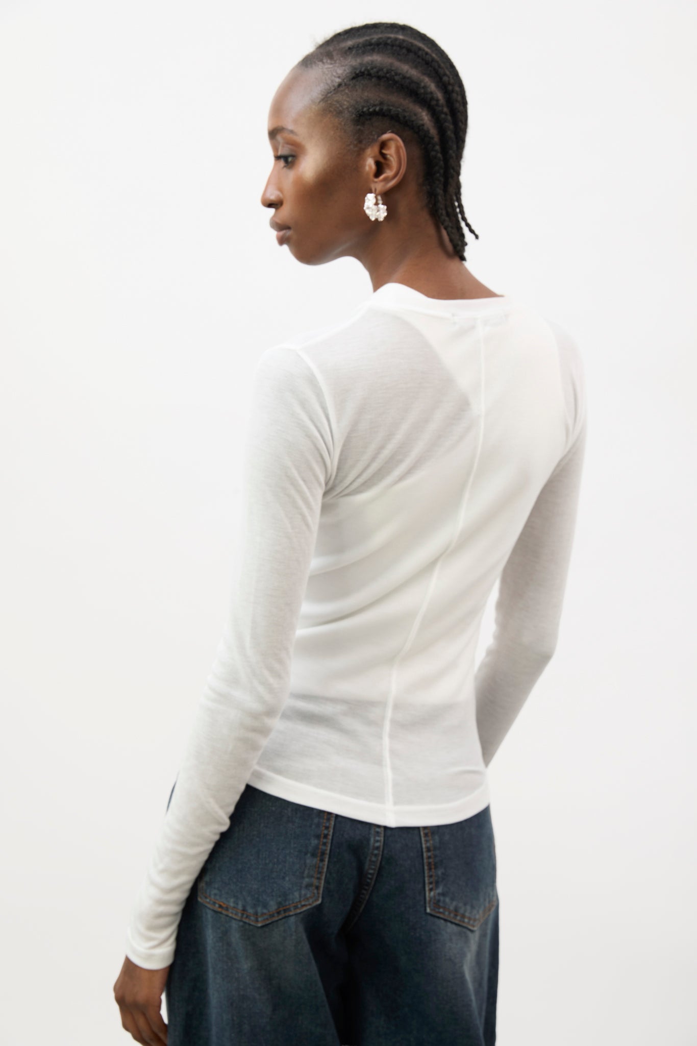 White semi sheer jersey long sleeve top_2