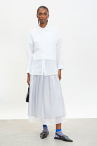 White semi sheer striped shirt_4