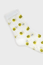 White sheer daisy smiley face socks_4