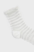 White sheer horizontal stripe socks_2