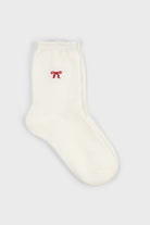 White single tiny red bow socks_3