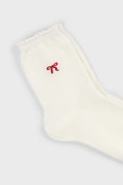 White single tiny red bow socks_4