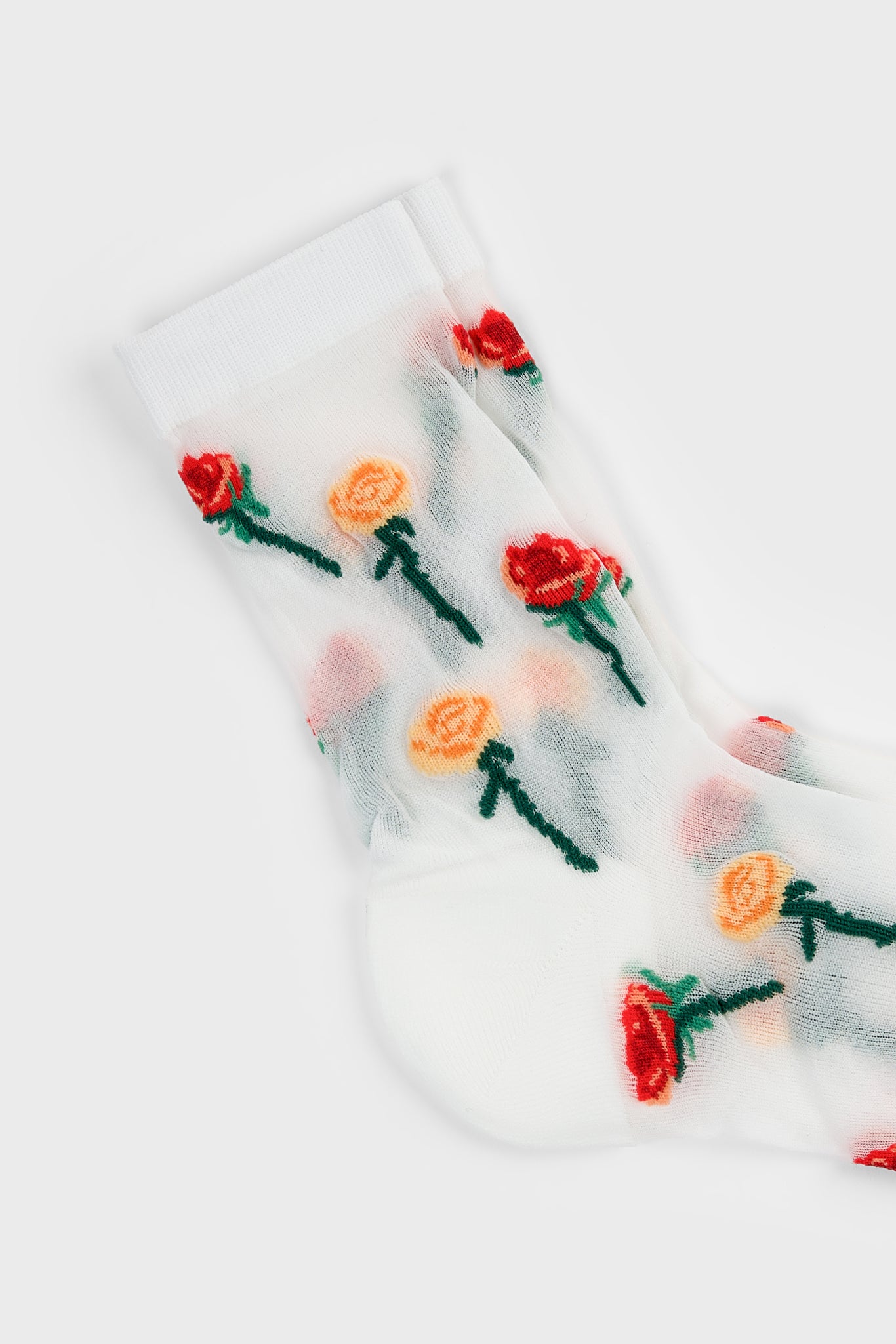 White stemmed roses sheer socks_2