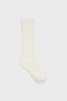 White thin ribbed long cashmere blend socks_1