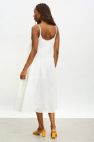 White asymmetric ruched bodice dress_2