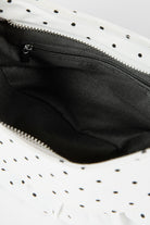 White tiny polka dot ruched curve shoulder bag_5