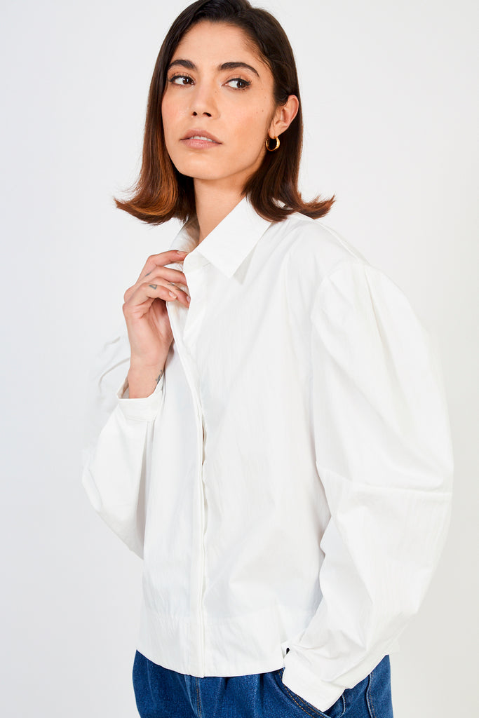 White wide fit collared shirt_1