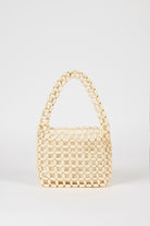 White wooden beaded mini shoulder bag_1