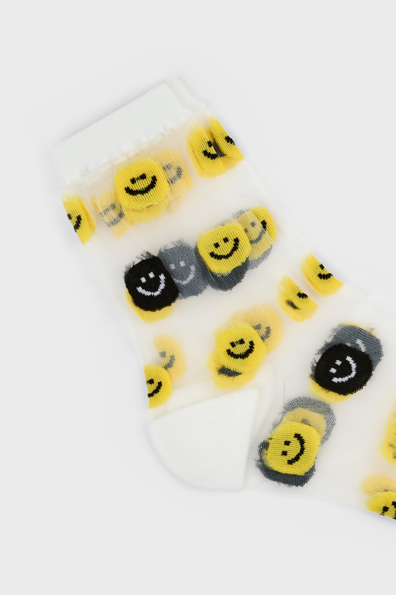 White yellow smiley face sheer socks_2