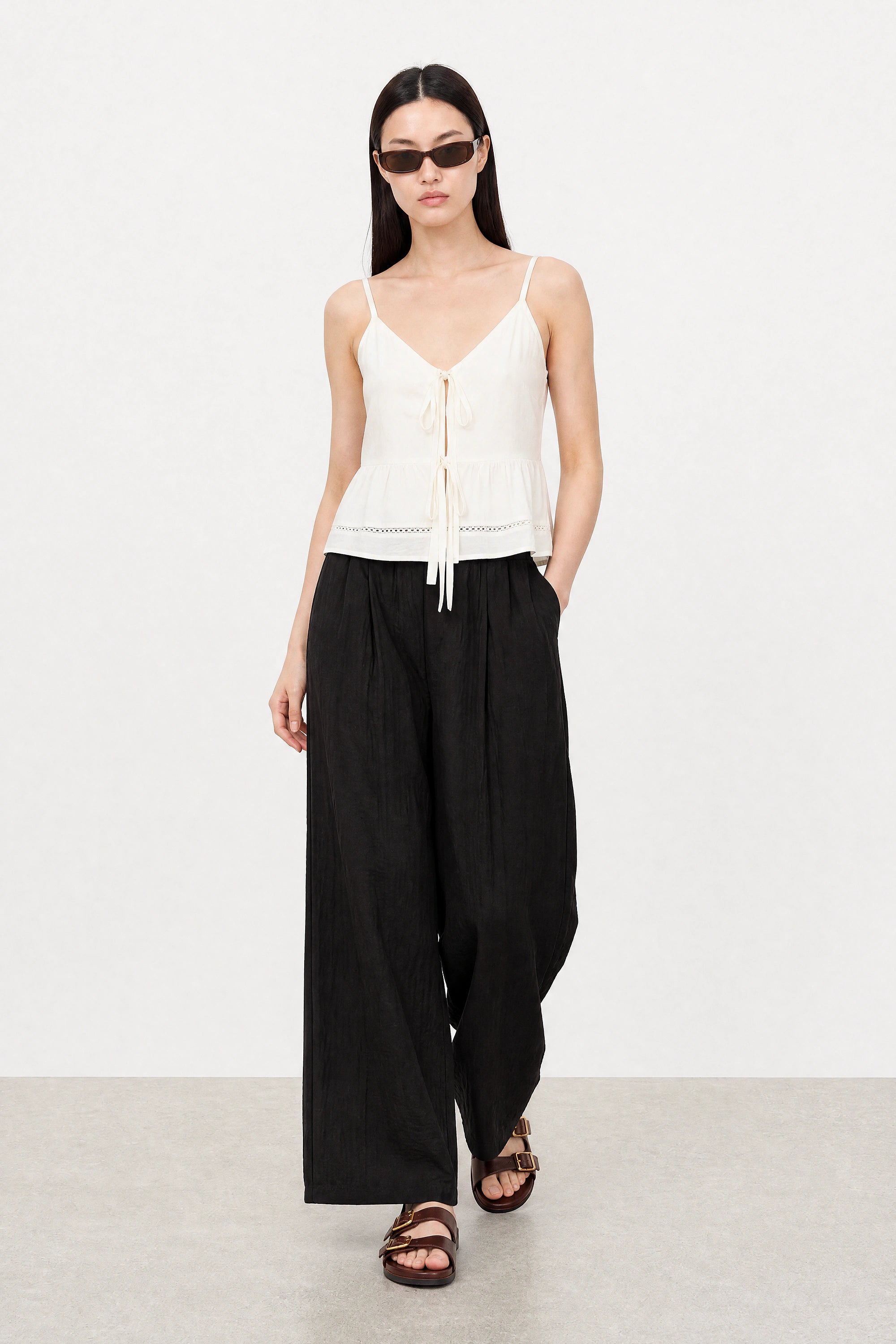 White button front tiered spaghetti strap tank top_5