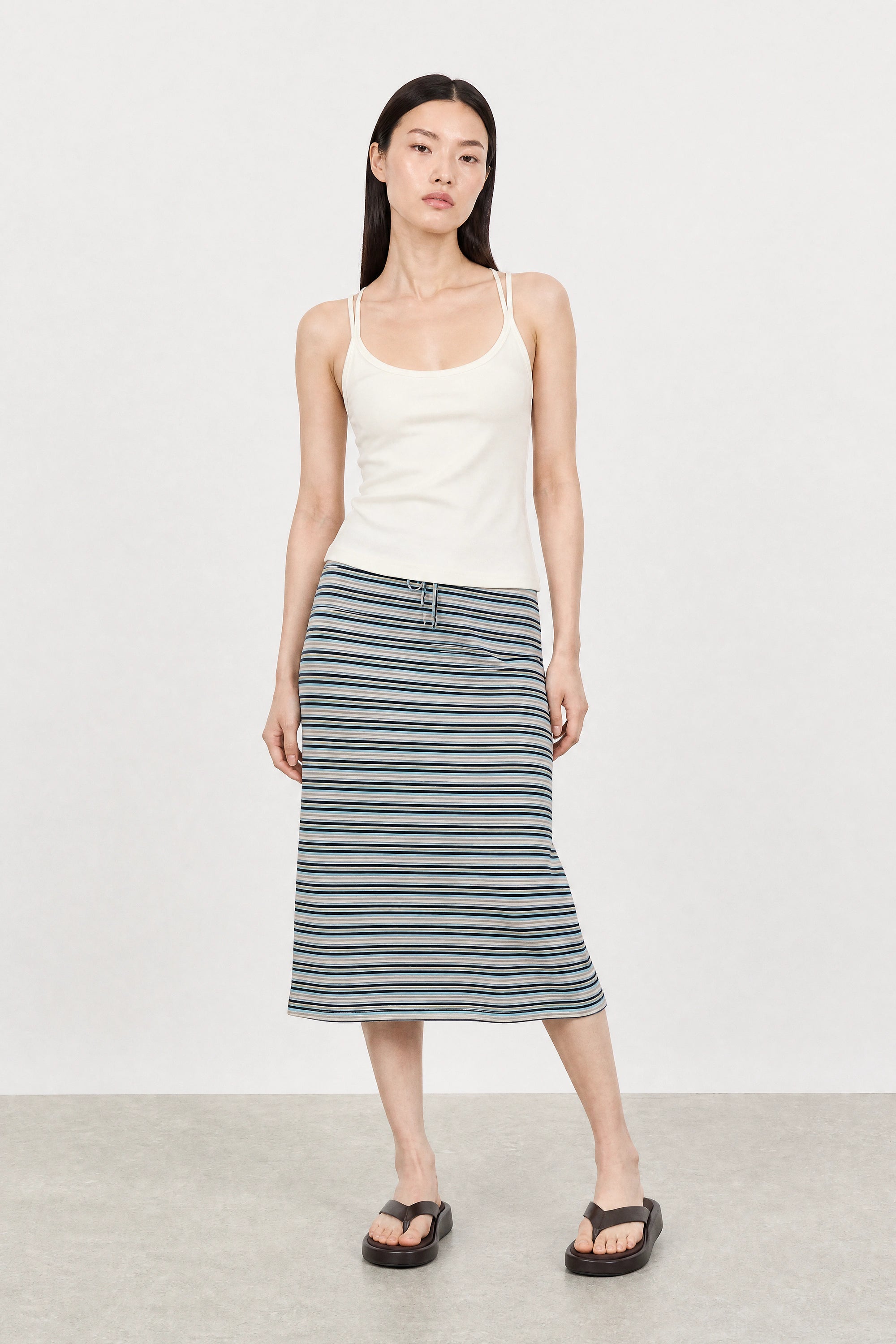 White cross back stretch jersey tank top_4