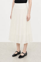 White drop waist contrast chiffon touch skirt_2