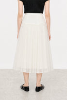 White drop waist contrast chiffon touch skirt_3