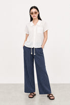 White eyelet short sleeved shirt blouse_4