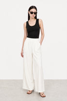 White wide leg floaty trousers_5