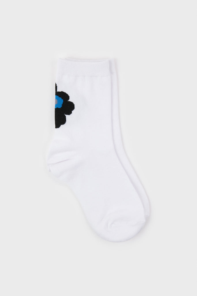 White and blue giant floral ankle socks_2