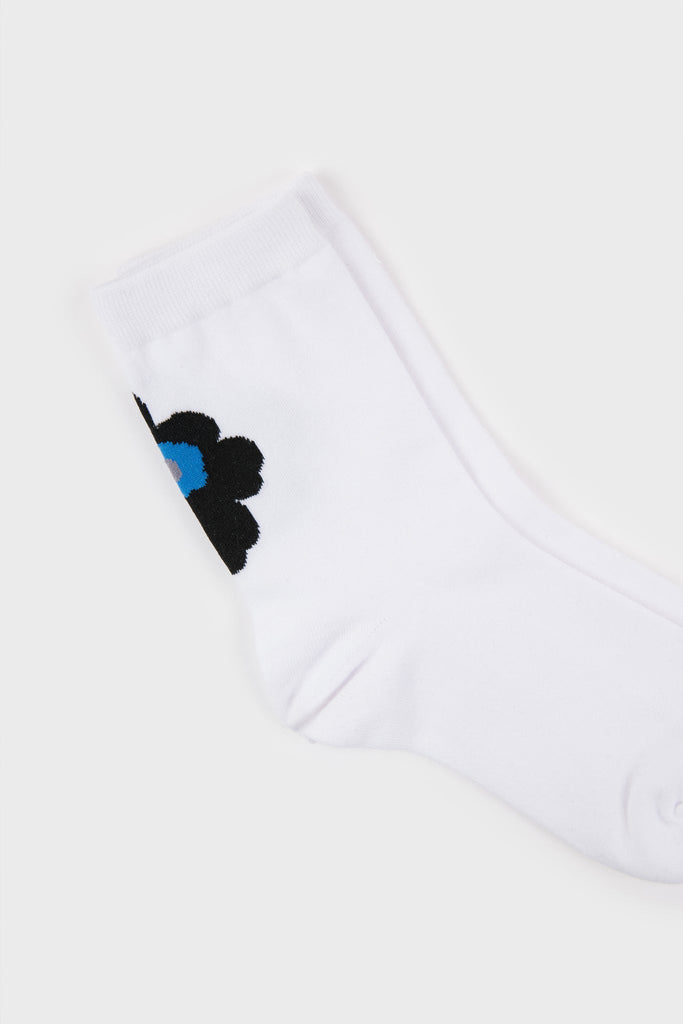 White and blue giant floral ankle socks_4