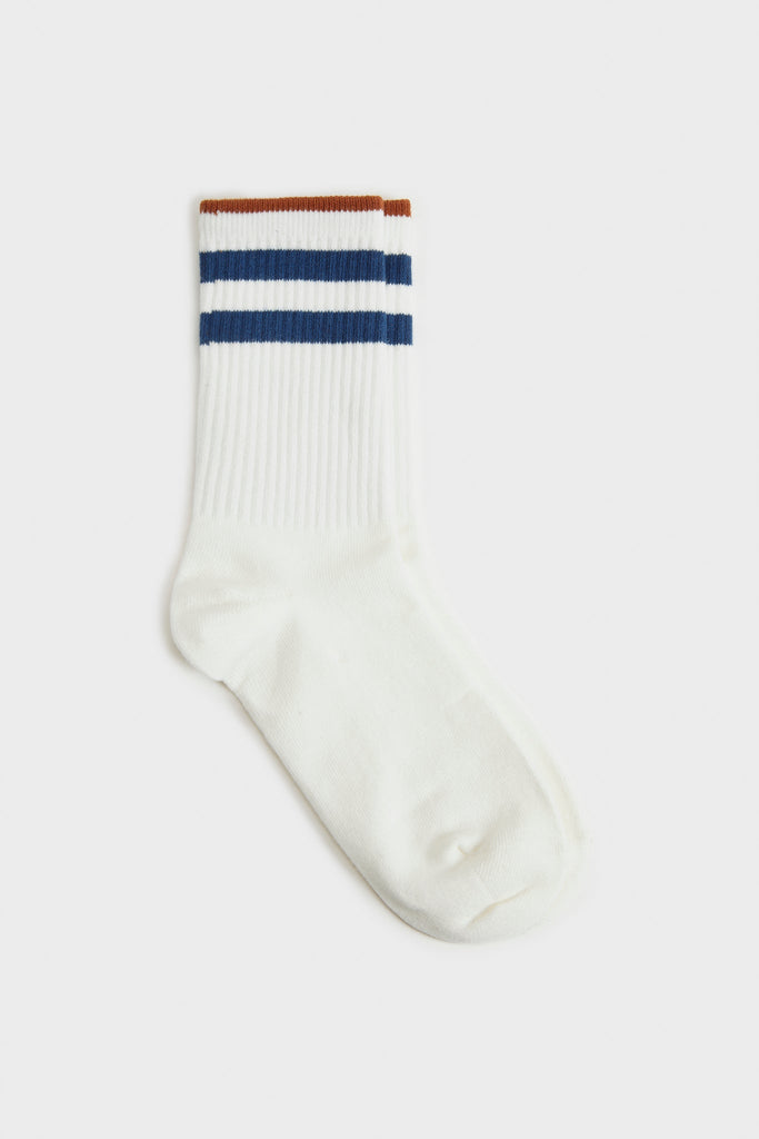 White and blue thick varsity stripe socks_1