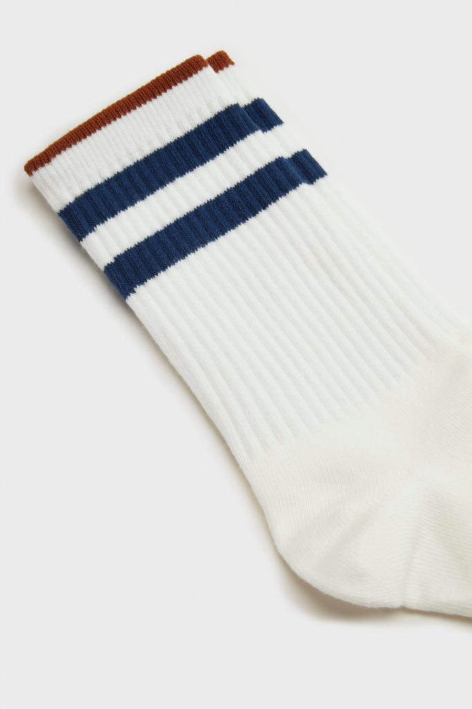 White and blue thick varsity stripe socks_2