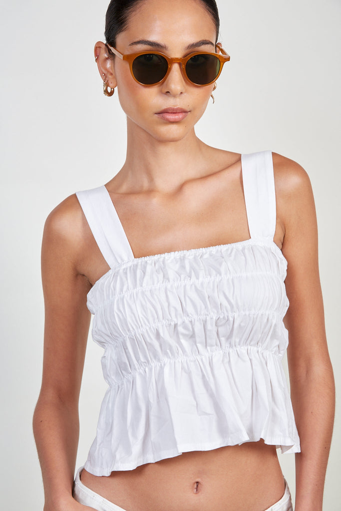 White ruched tank top_3