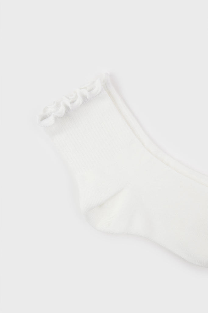 White ruffle trim socks_4