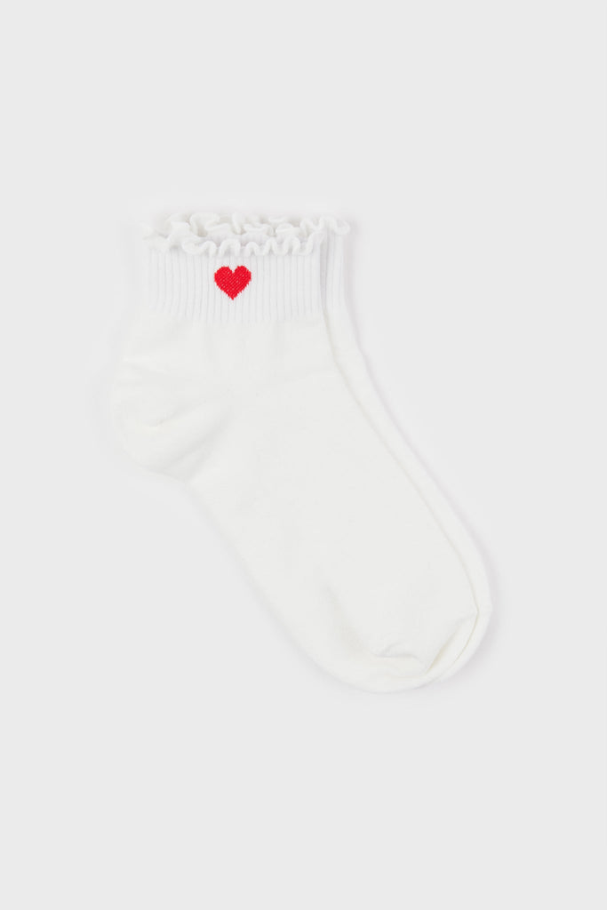White ruffle trim heart ankle socks_2
