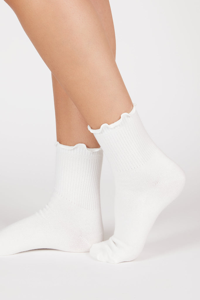 White ruffle trim socks_1