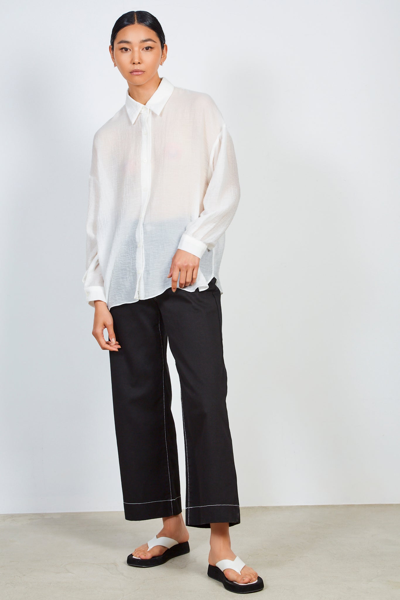 White semi sheer gauzy shirt