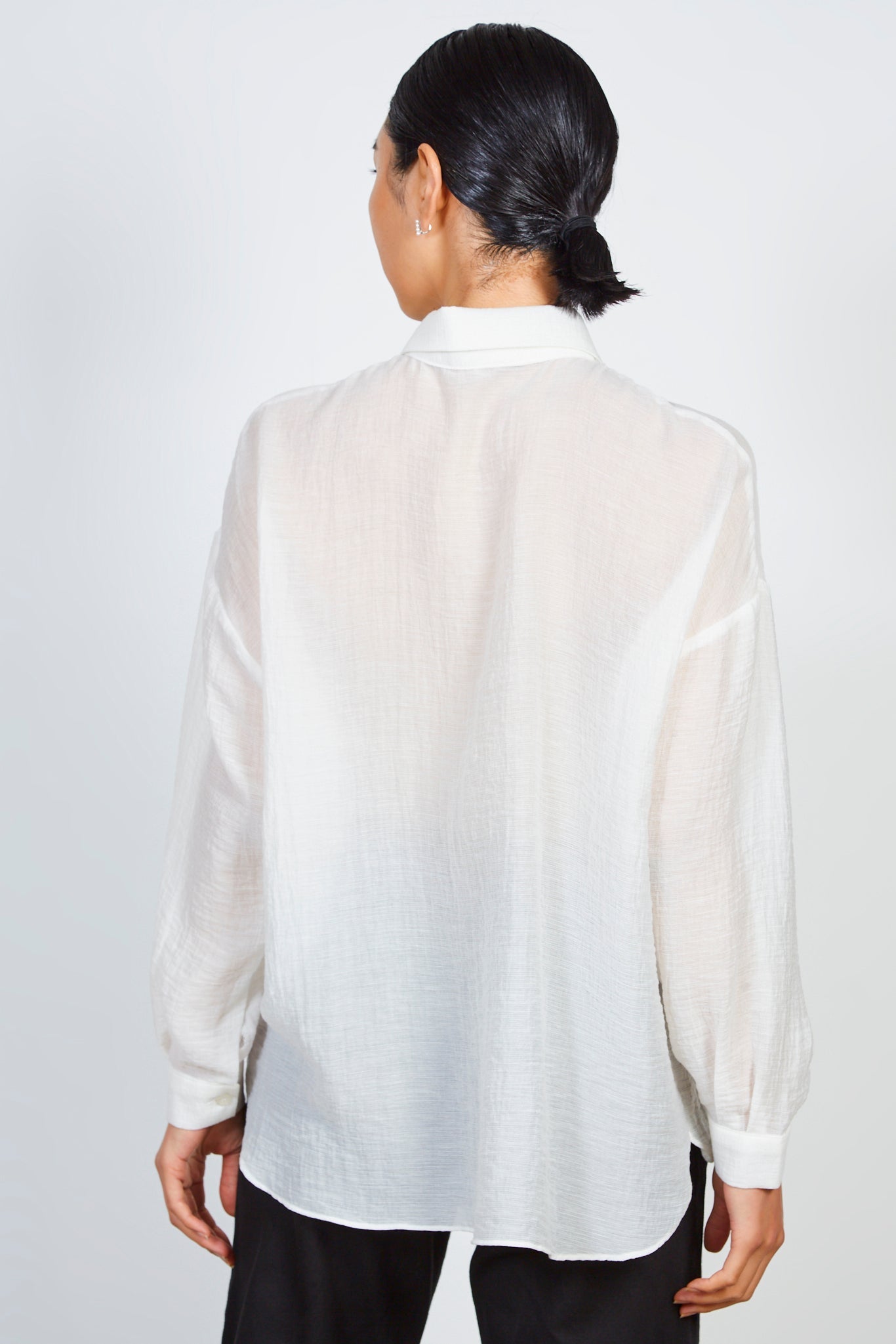 White semi sheer gauzy shirt