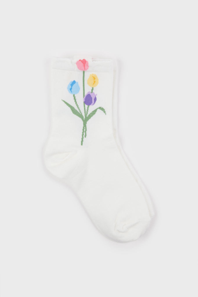 White tulip ankle socks_2