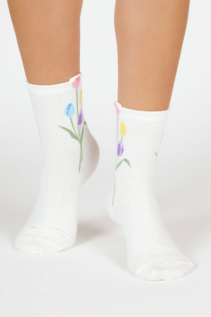 White tulip ankle socks_3