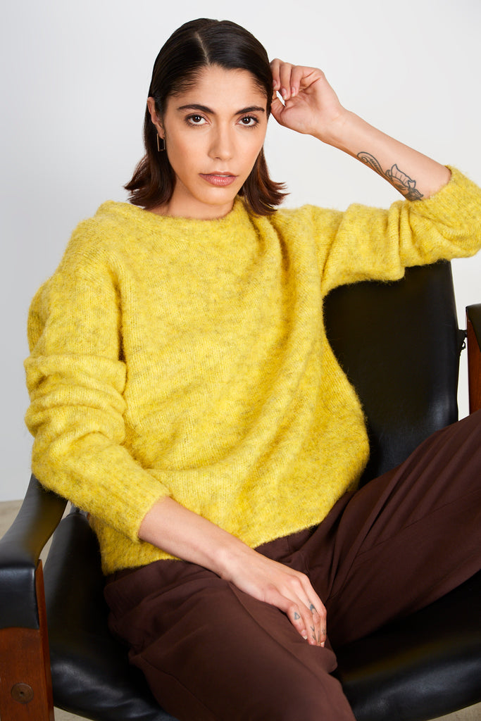 Yellow and brown ultra soft mohair jumper_1