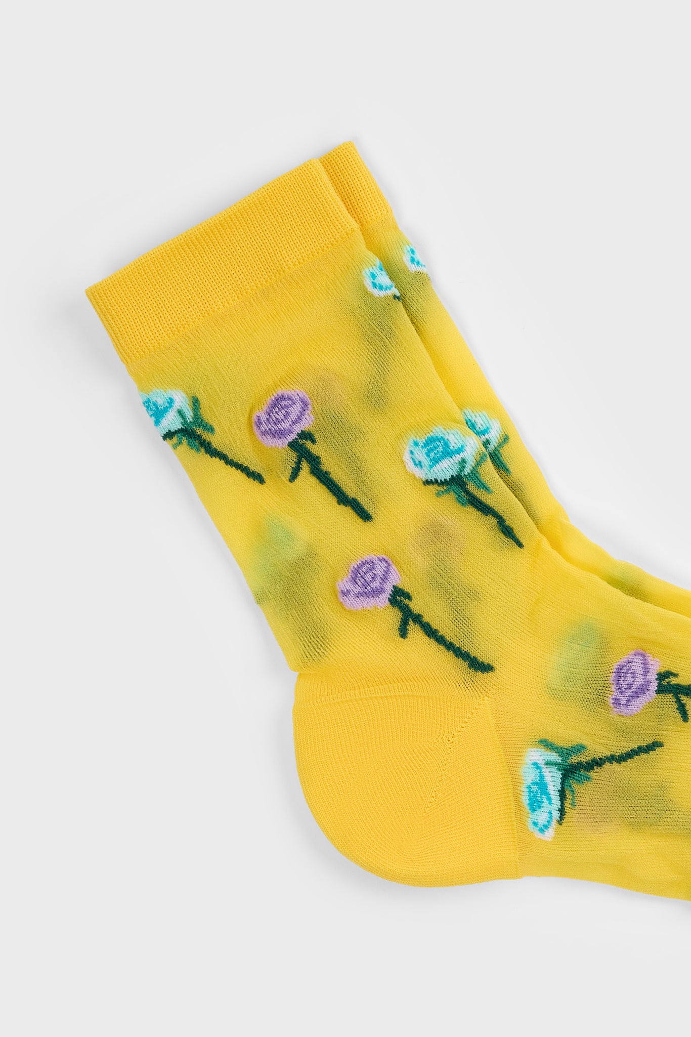 Yellow stemmed roses sheer socks_2