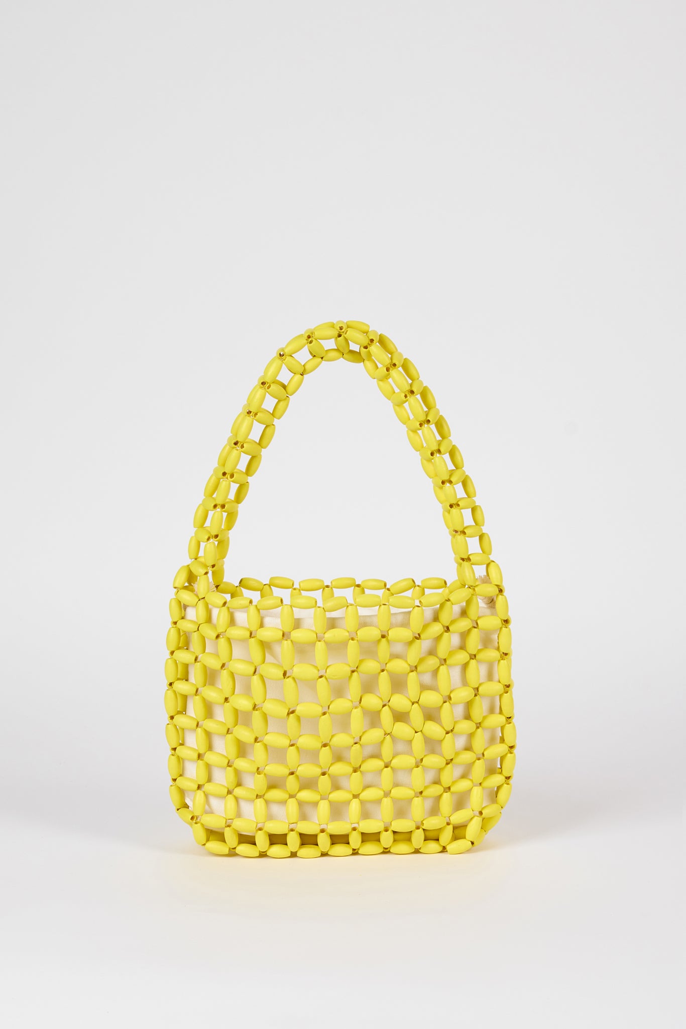 Yellow wooden beaded mini shoulder bag_1