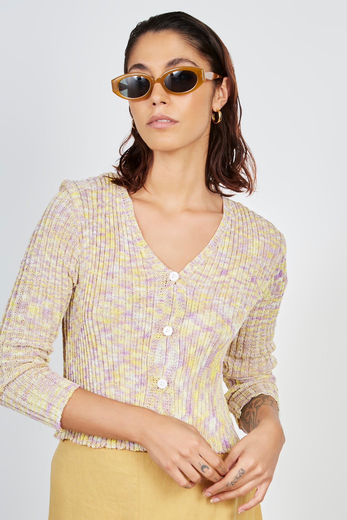 Yellow and purple multicolour cardigan_1