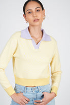 Yellow box check contrast collar jumper_1
