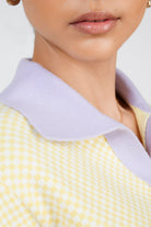 Yellow box check contrast collar jumper_4