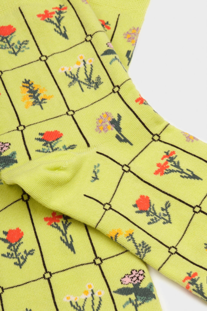 Yellow floral print box socks_3